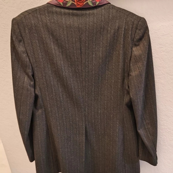 Callaghan Made In Italy Wool Silk Embroidered Collar Vintage Women's Blazer Sz M - Picture 7 of 10